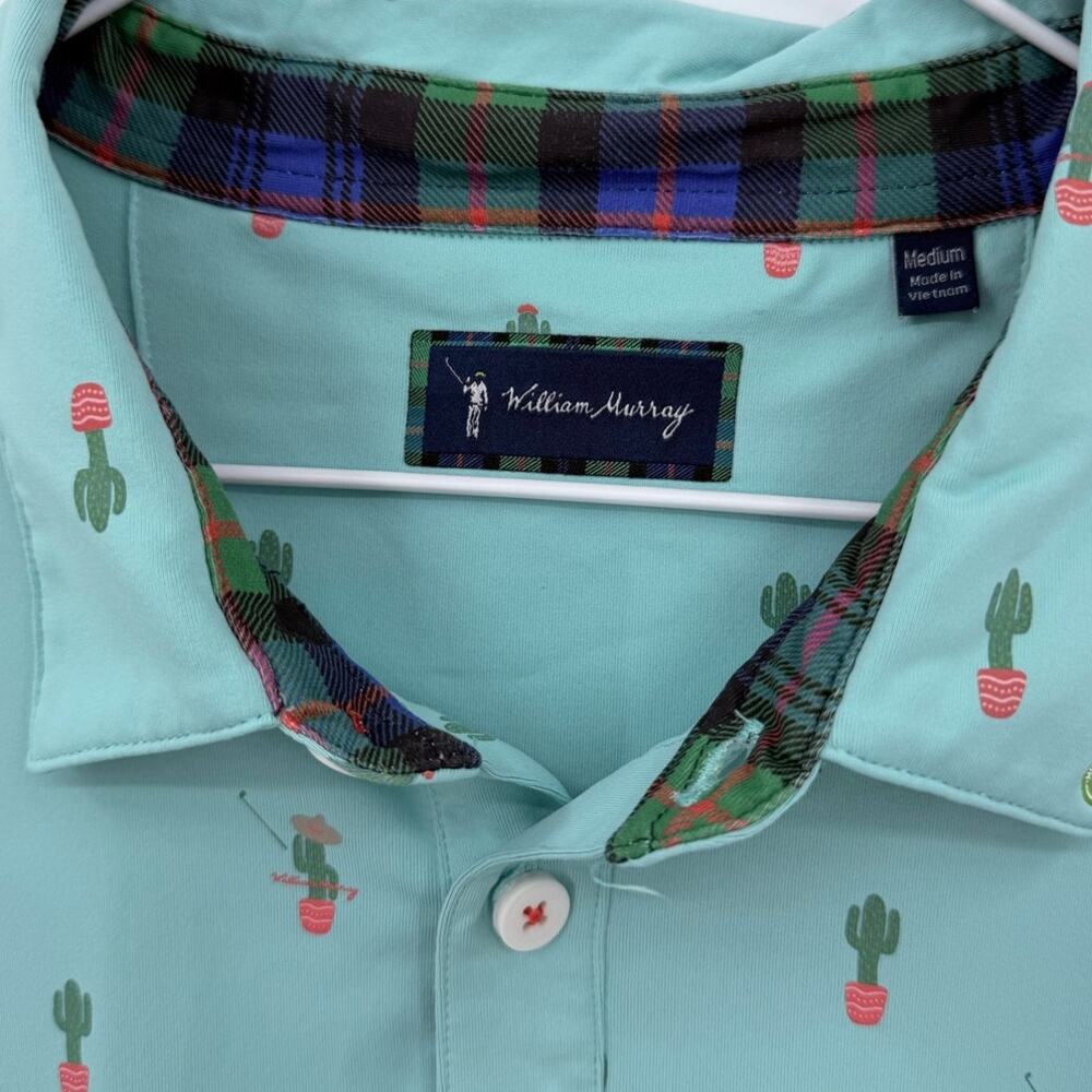 William Murray Golf Free Hugs Cactus Performance Polo Mint Medium - Picture 9 of 12